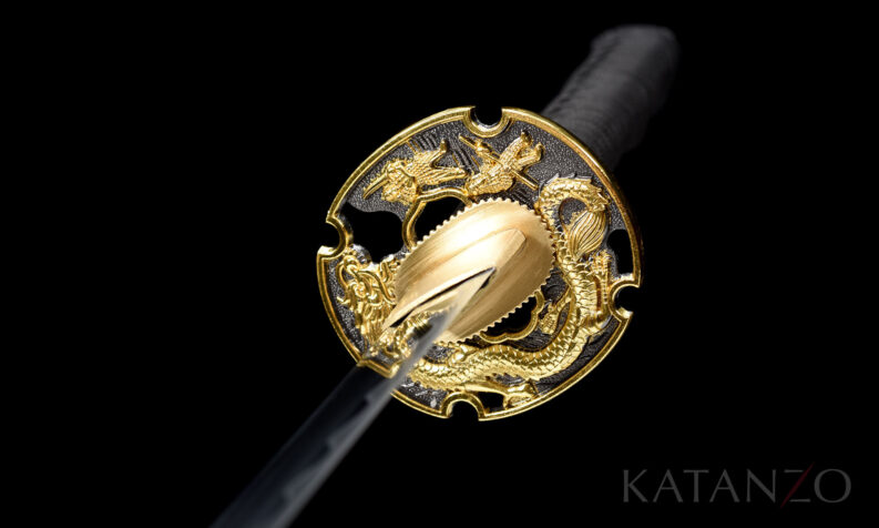 Schwarz Gold Katana Schwert
