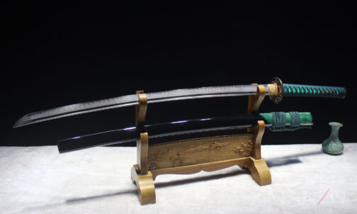 Grünes Samurai Schwert echter Hamon