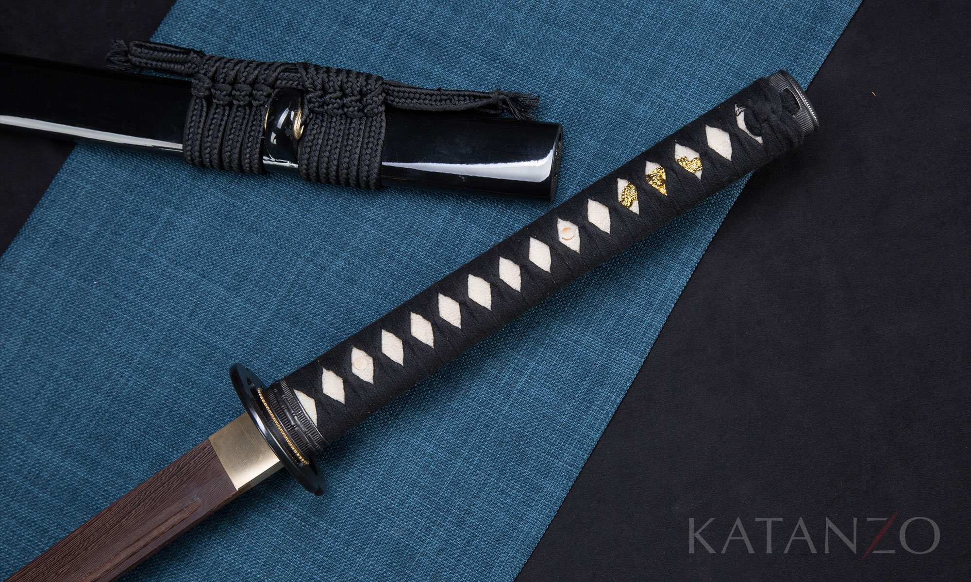 Kendo-Schwert Bokken schwarz mit Griffband Holzbokken Ninja-Waffe 