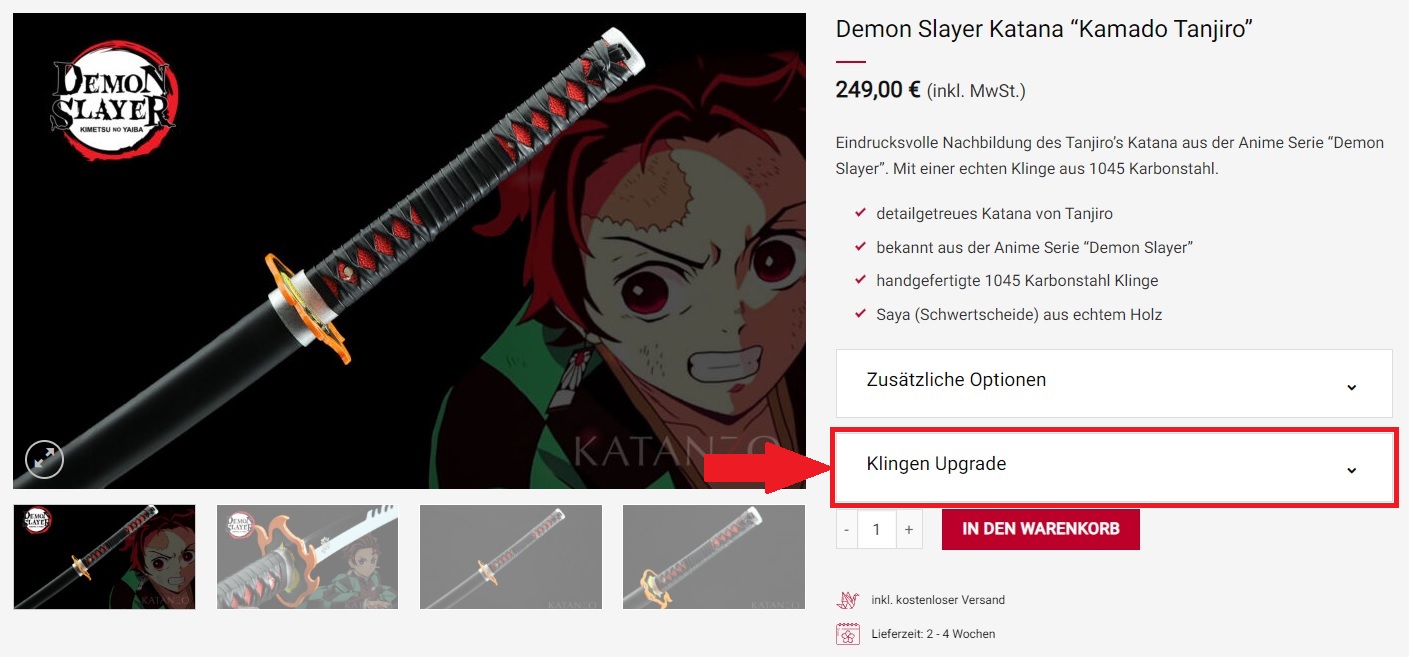 Demon Slayer Katana mit echter Klingen 