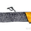 Dunkelblaue Katana Schwerttasche mit weißem Wellenmuster und goldfarbenem Innenfutter