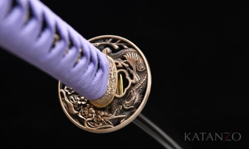 Murasaki Ryū Katana mit T10-Klinge, echtem Hamon und violetter Seidenwicklung
