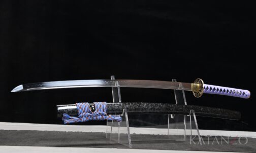 Murasaki Ryū Katana mit T10-Klinge, echtem Hamon und violetter Seidenwicklung