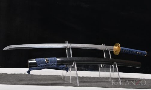 Katana Hanadori aus T10 Stahl mit blauer Seidenwicklung