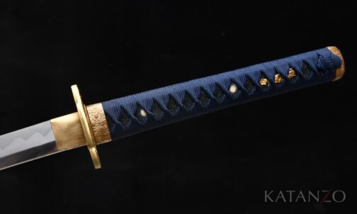 Katana Hanadori aus T10 Stahl mit blauer Seidenwicklung