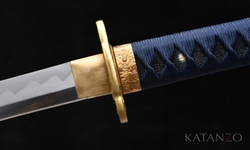 Katana Hanadori aus T10 Stahl mit blauer Seidenwicklung