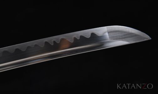 Sandpolierte 1060 Klinge mit künstlich geschliffenem Hamon
