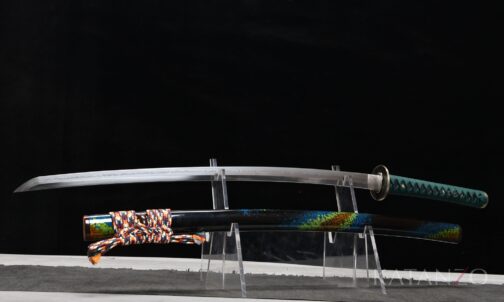 Onizumi Katana mit lehmgehärteter 1095 Klinge, echtem Hamon und Sashikomi Politur
