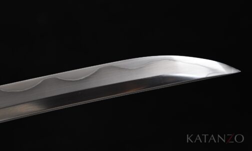 T10 Klinge des Tsuruashi Katana mit echtem, gewelltem Hamon durch differentielle Lehmhärtung und Sashikomi-Politur