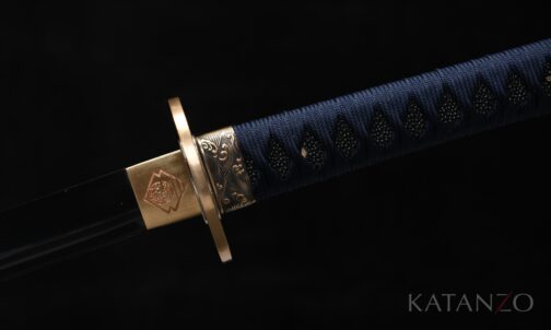 Durchbrochene Messing Tsuba mit Wellenmotiv