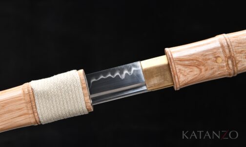 Lehmgehärtete T10 Klinge des Shiratake Ninjato mit echtem, gewelltem Hamon
