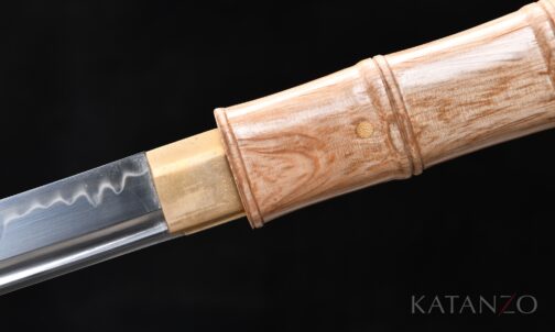 Lehmgehärtete T10 Klinge des Shiratake Ninjato mit echtem, gewelltem Hamon
