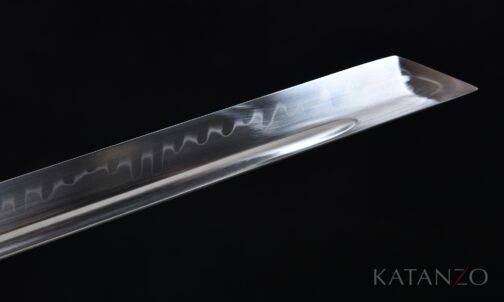 Lehmgehärtete T10 Klinge des Shiratake Ninjato mit echtem, gewelltem Hamon