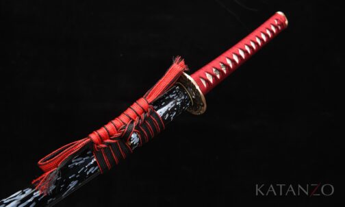 Shibuki Katana mit schwarz lackierter Hartholz-Saya und silberfarbenem Sprenkelmuster