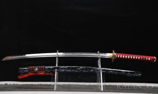Shibuki Katana mit schwarz lackierter Hartholz-Saya und silberfarbenem Sprenkelmuster