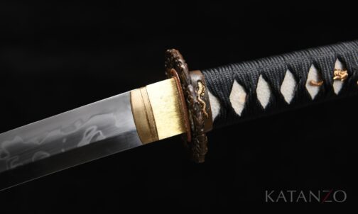 Lehmgehärtete 1095 Klinge des Ryūhada Tanto mit echtem Hamon