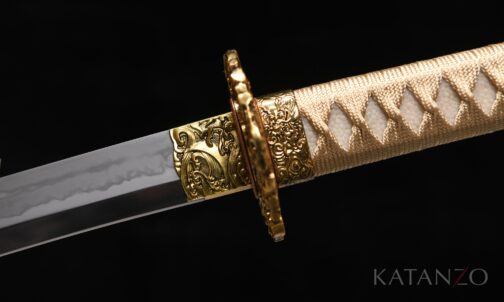 Lehmgehärtete 1095 Klinge des Hinoko Katana mit echtem Hamon und Sashikomi-Politur
