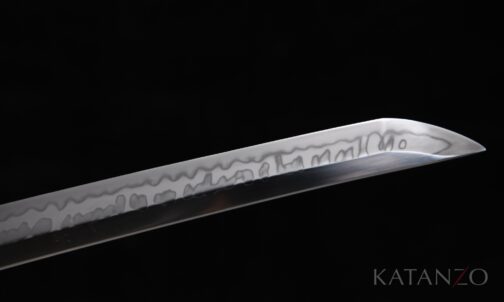 Lehmgehärtete 1095 Klinge des Hinoko Katana mit echtem Hamon und Sashikomi-Politur