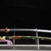 Midoriryū Katana mit handbemalter Hartholz-Saya, grünem Drachenmotiv und Büffelhornabschlüssen
