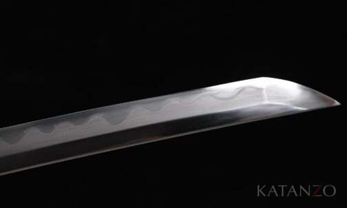 Gefaltete Honsanmai-Klinge des Midoriryū Katana mit echtem Hamon